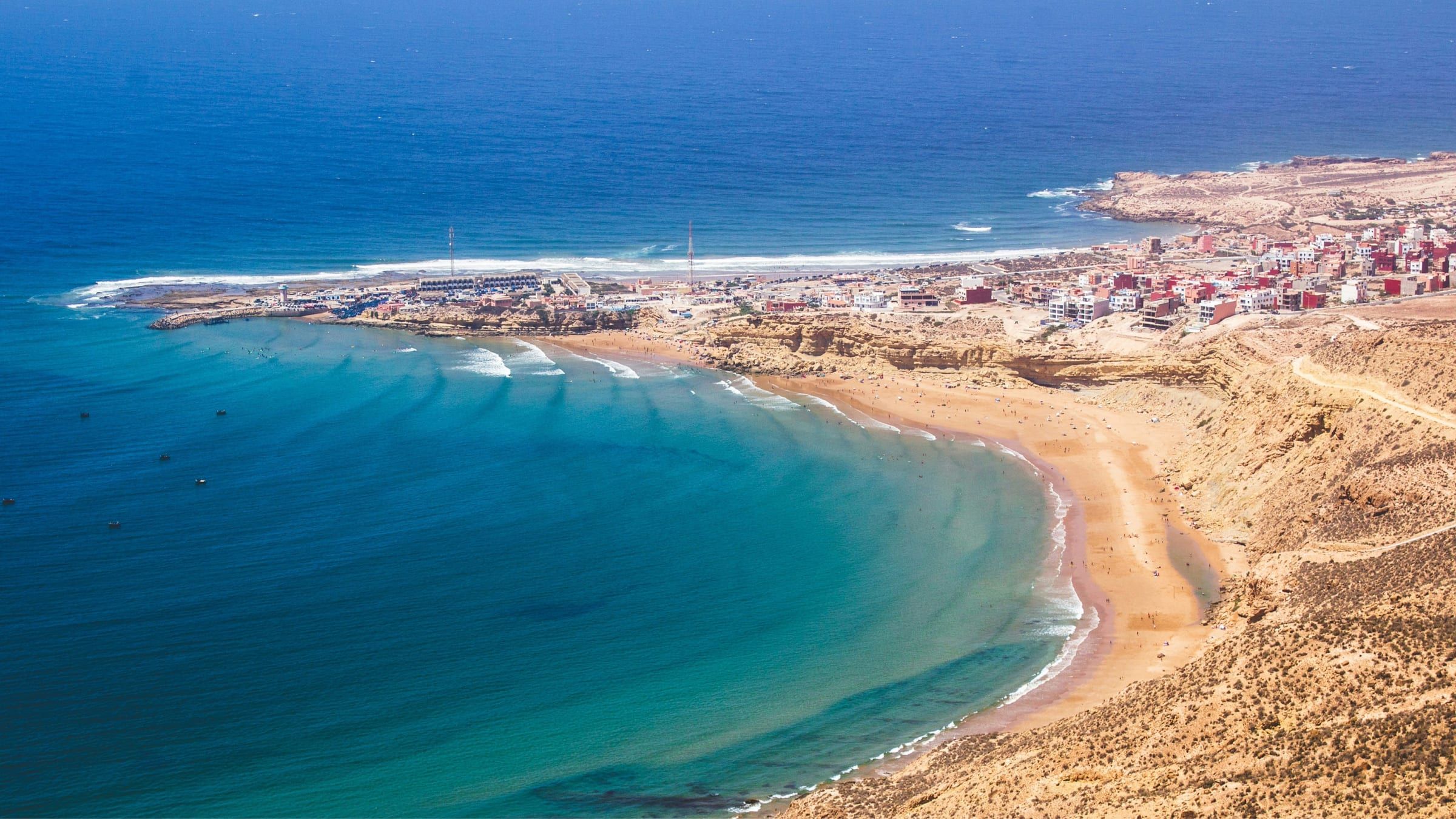 Panoramic view of Imsouane and its bay on the Atlantic