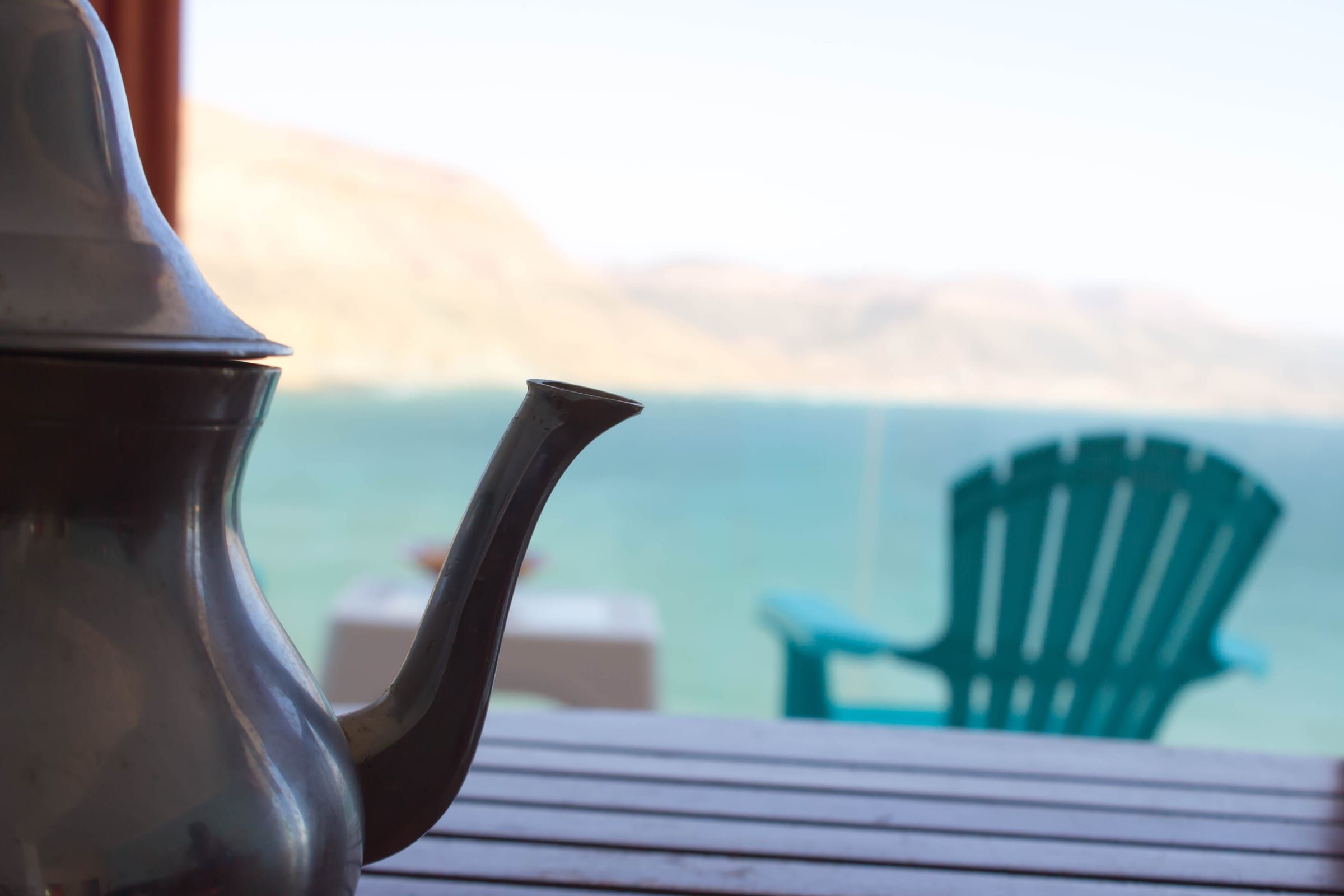 Mint tea on the terrace facing the ocean